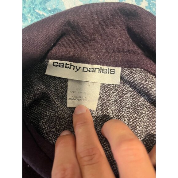 Cathy Daniels Womens Plaid Knit Cardigan Sweater Button Up Sz M Burgundy Gray - Picture 6 of 8